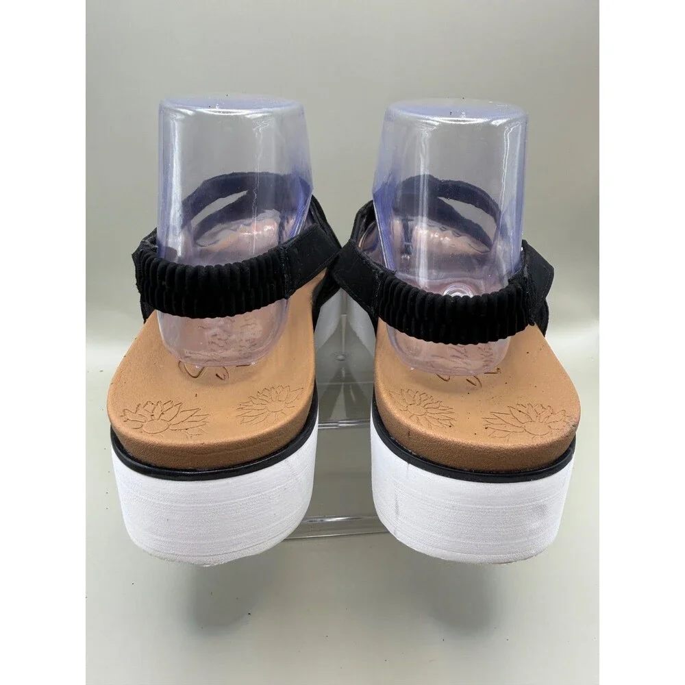 Skechers Luxe Foam Womens Slingback Platform Black White Sandals Size 9